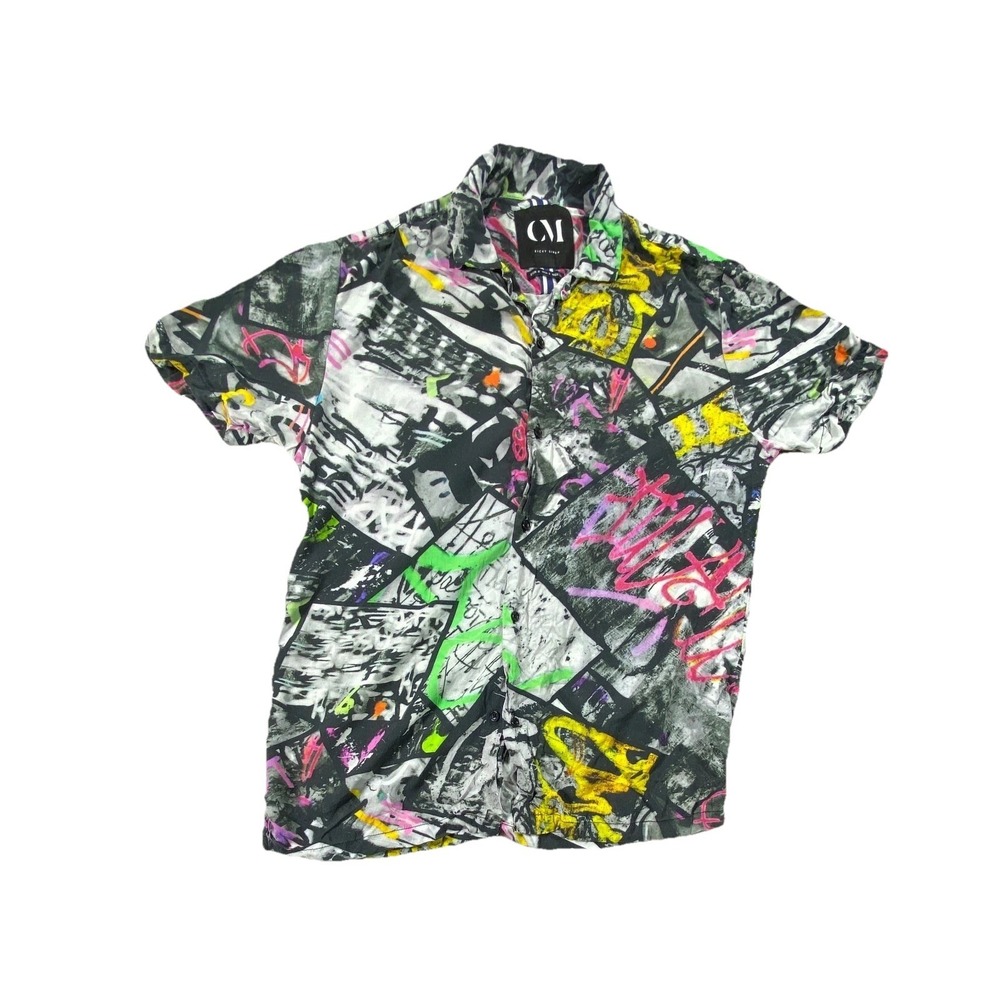 Cactus Man Ricky Singh Shirt Mens S Multi All Over Print Short Sleeve Button Up